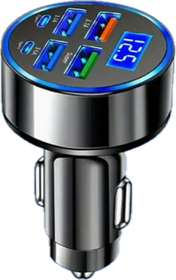 Smart Car Charger with LCD Display and Fast Charging USB Ports